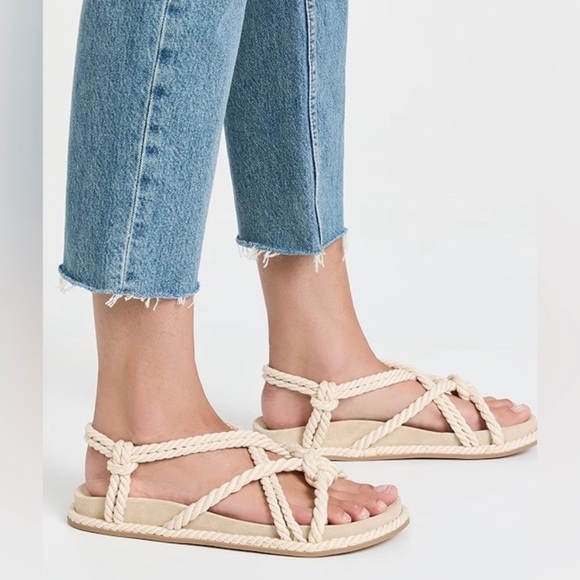Ulla Johnson Suri Twisted Rope Sandals Strappy Slip On Slingback Beige EUSize 39 - Picture 1 of 8